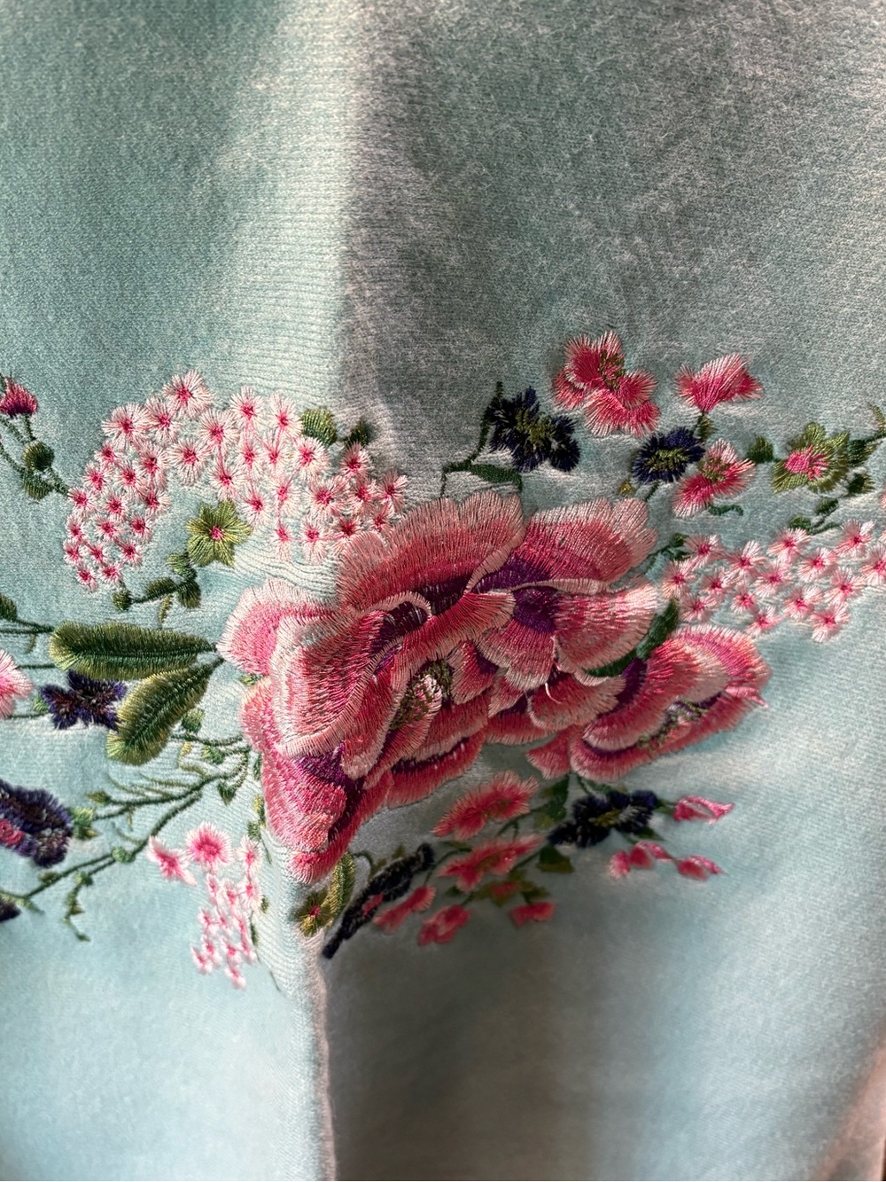 Unique Blue Embroidered Shrug Shawl Cardigan Wrap - Picture 8 of 11